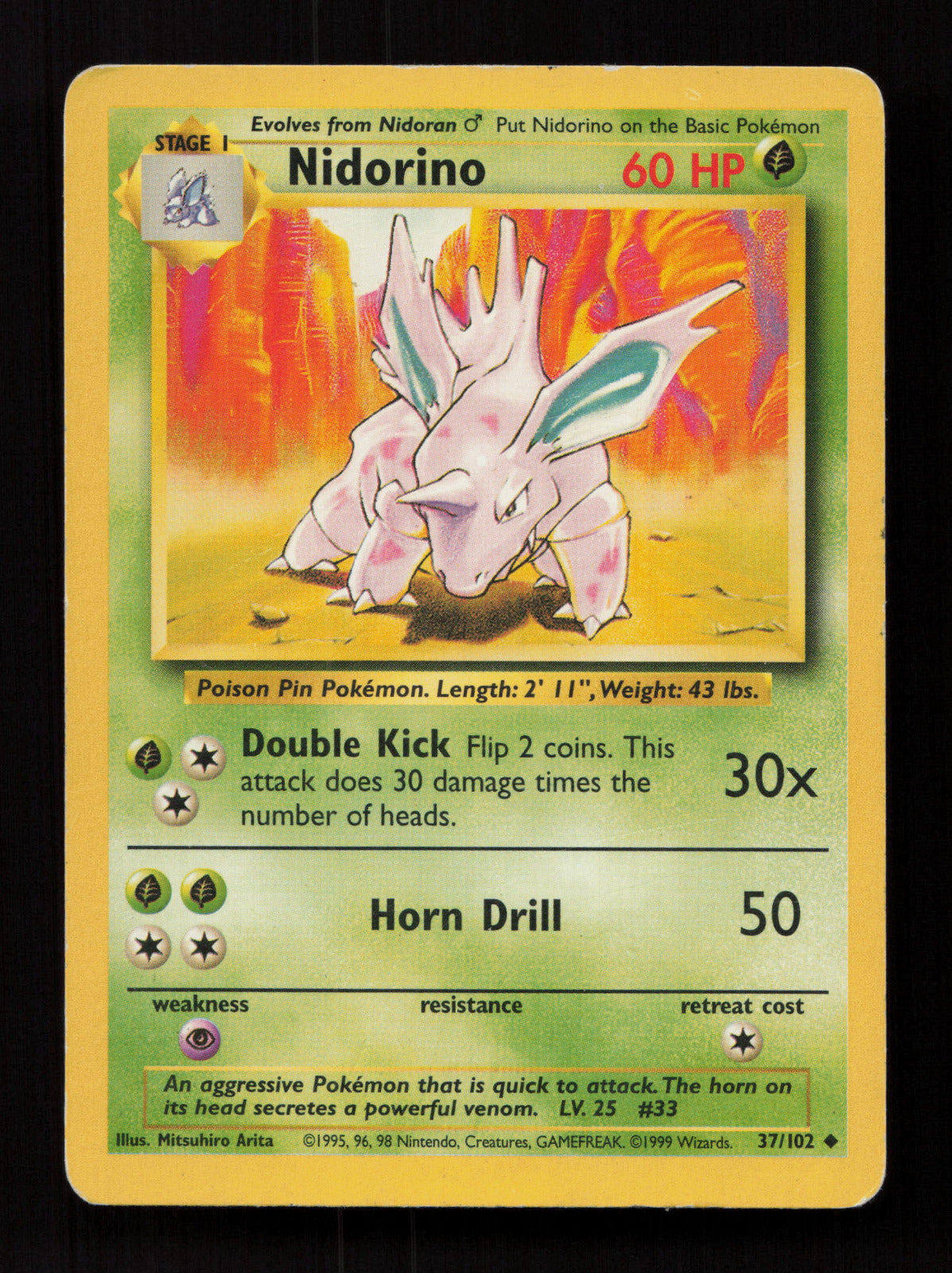 Nidorino 037/102 - Uncommon - Base Set