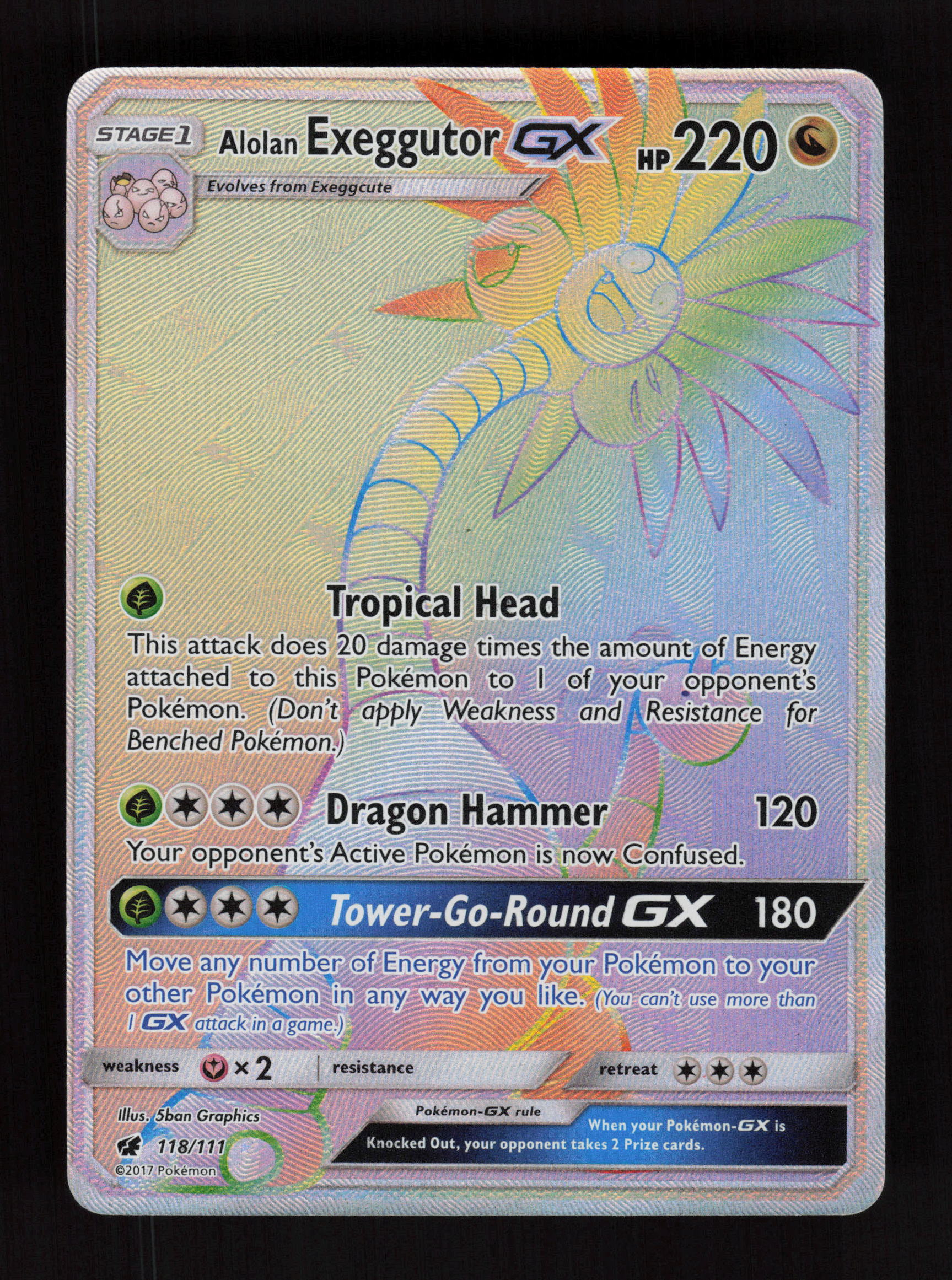 Alolan Exeggutor GX 118/111 - Secret Rare -  Crimson Invasion 