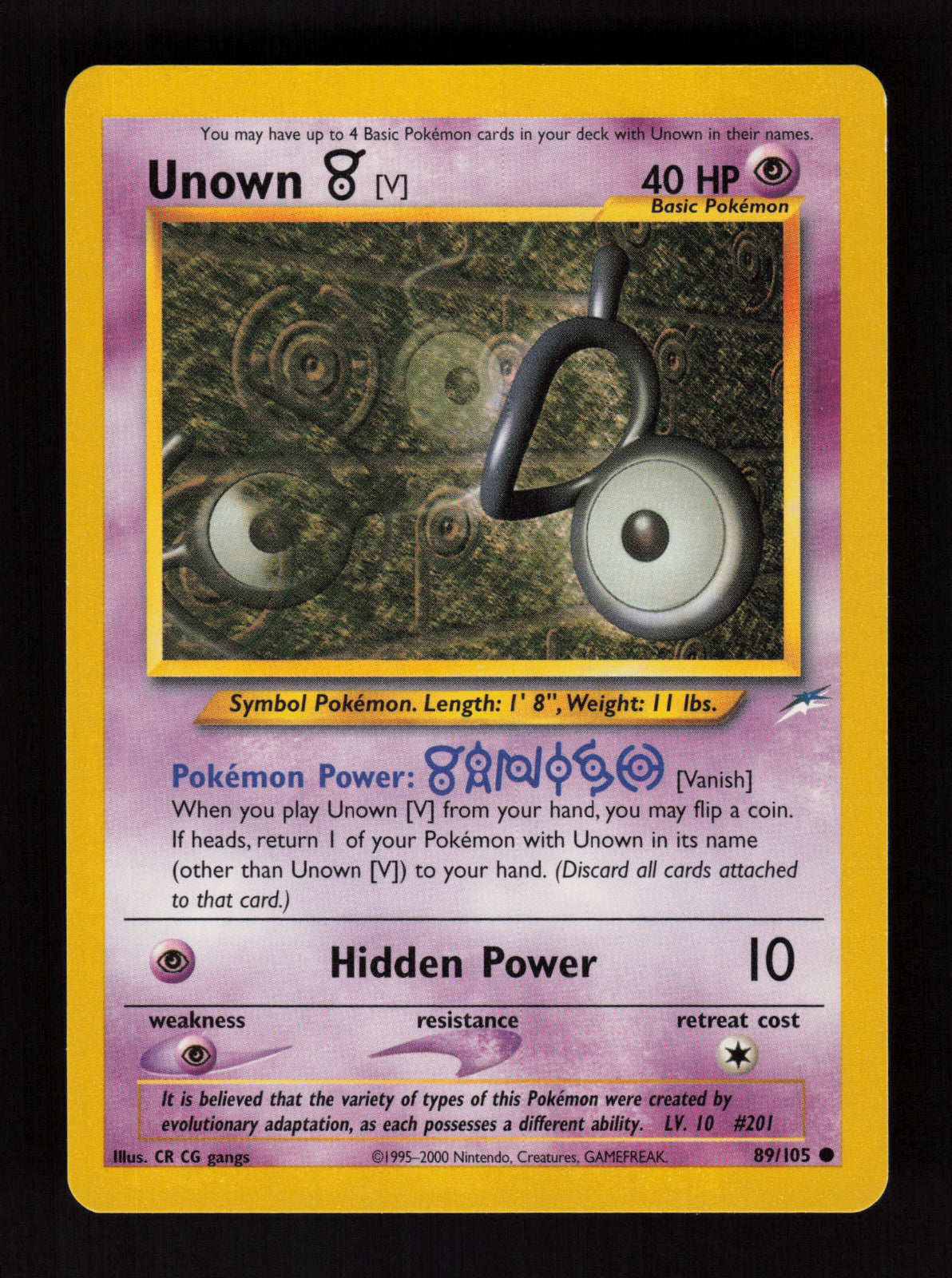 Unown [V] 089/105 - Common - Neo Destiny