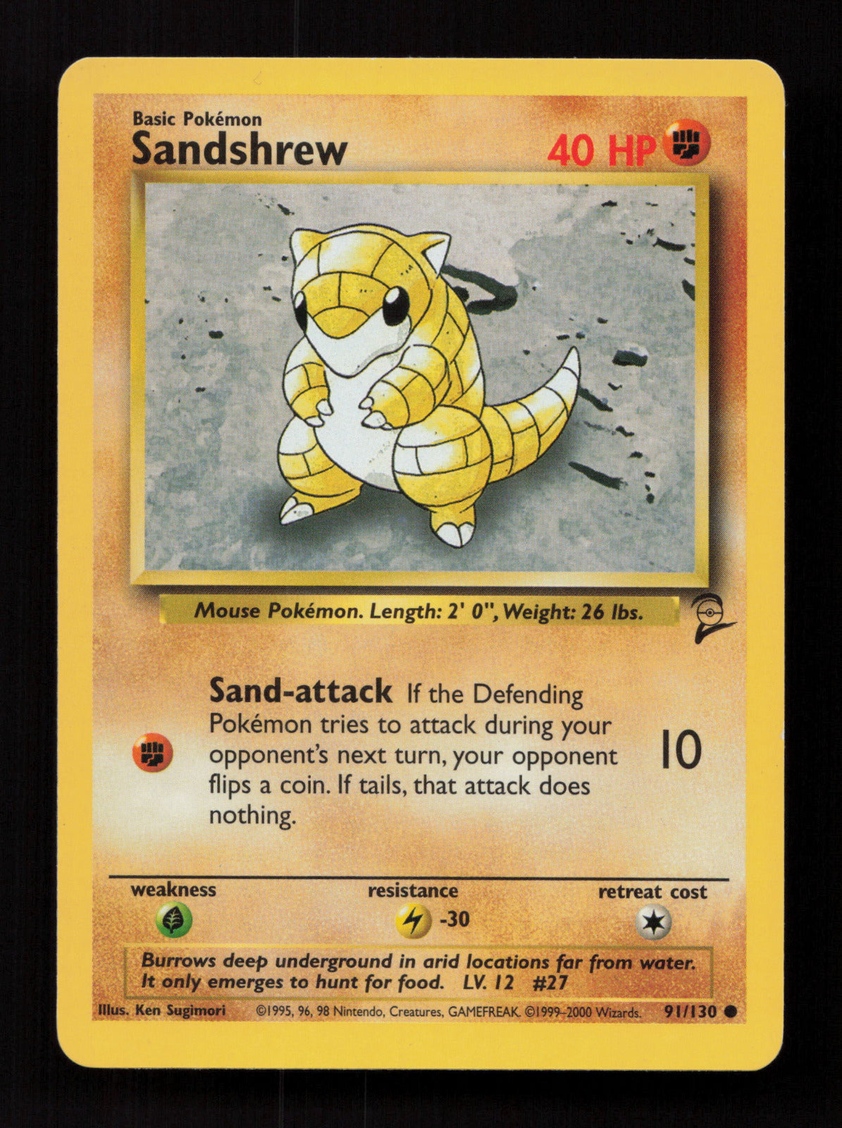 Sandshrew 091/130 - Common - Base Set 2