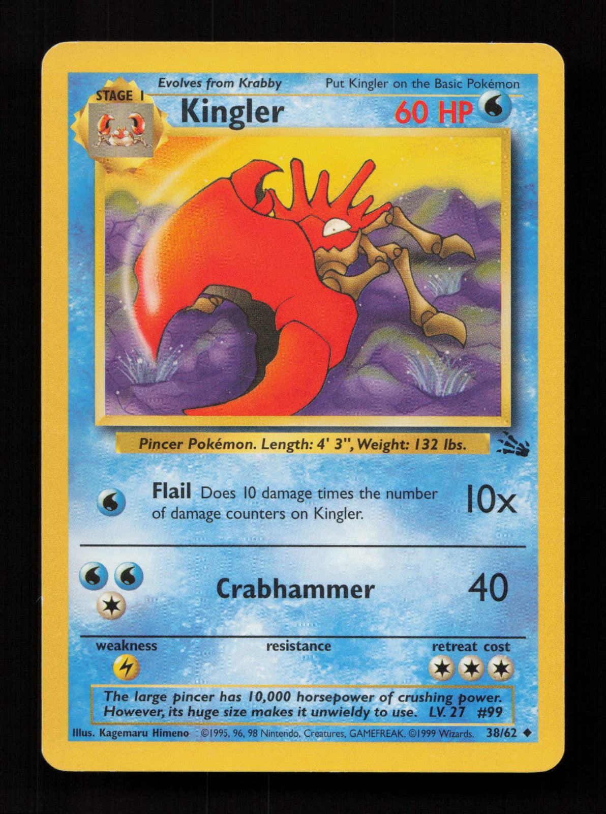 Kingler 38/62 - Uncommon - Fossil