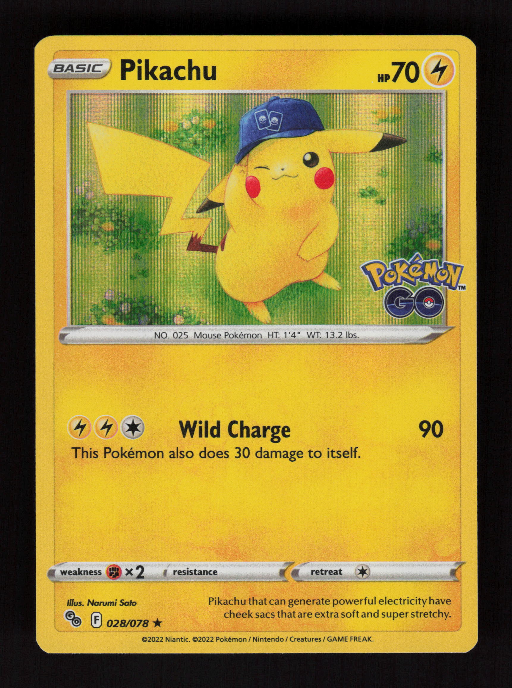 Pikachu (28) Holo Rare Pokemon GO 028/078 NM