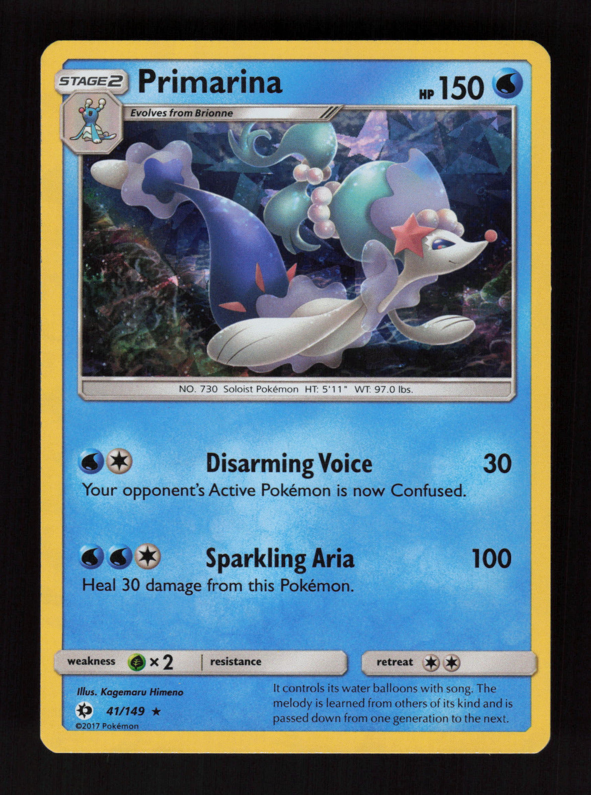Primarina - (Cracked Ice Holo) 041/149 - Holo Rare - Deck Exclusives