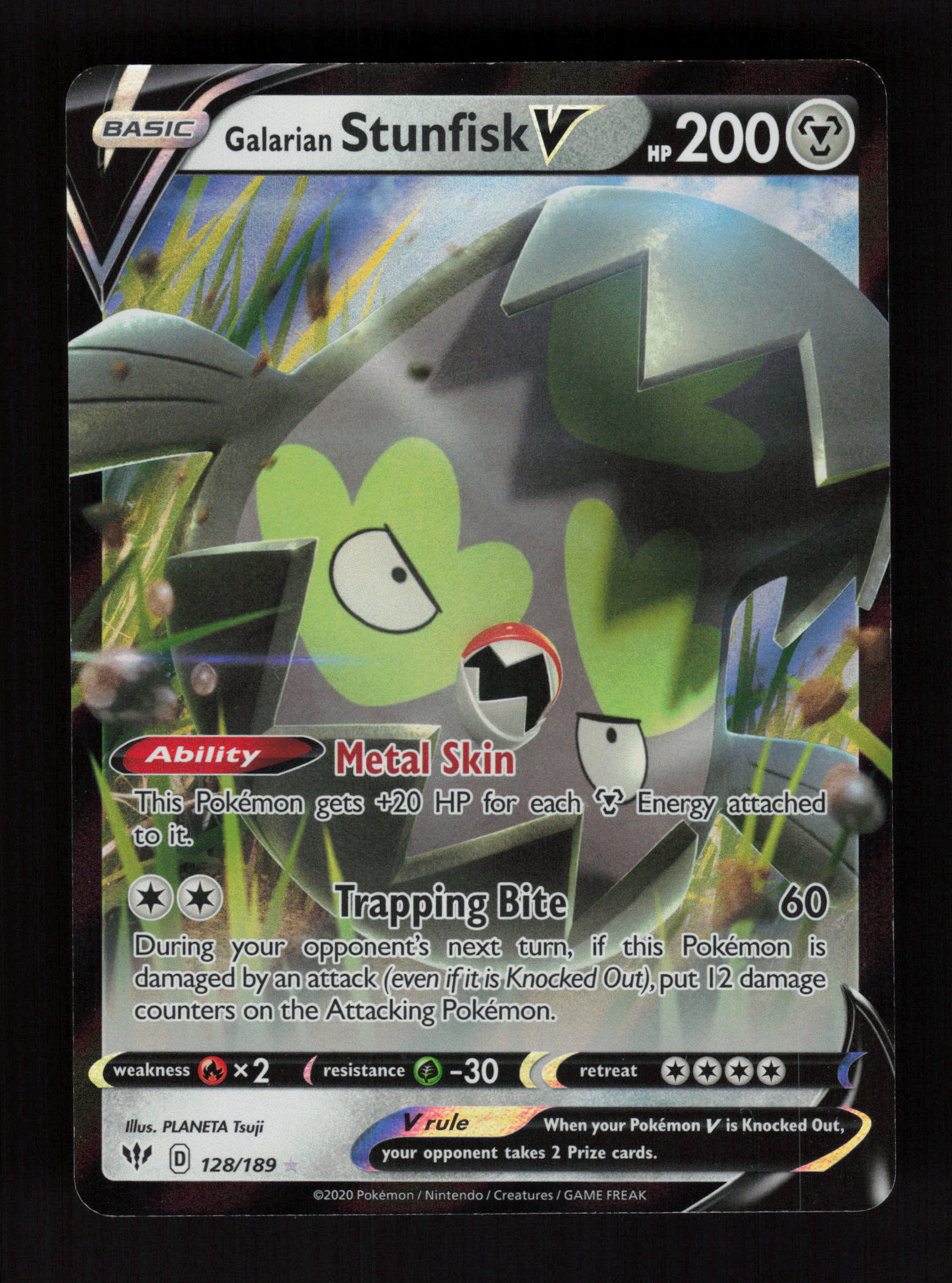 Galarian Stunfisk V 128/189 - Ultra Rare - SWSH03: Darkness Ablaze 