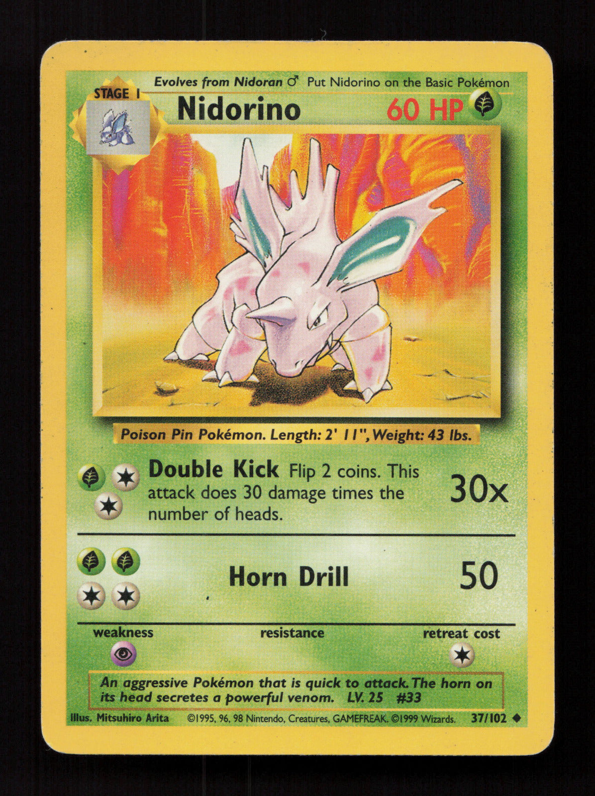 Nidorino 037/102 - Uncommon - Base Set