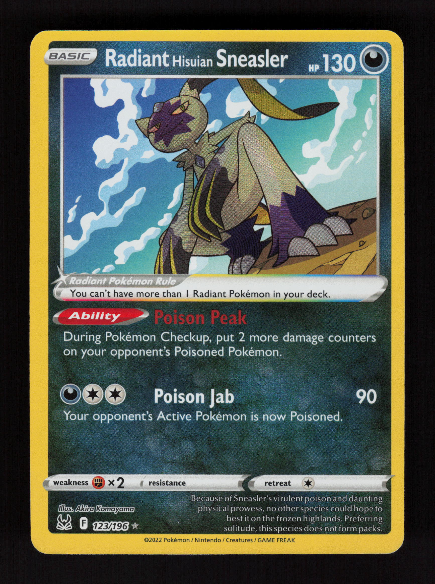 Radiant Hisuian Sneasler 123/196 - Radiant Rare - SWSH11: Lost Origin 