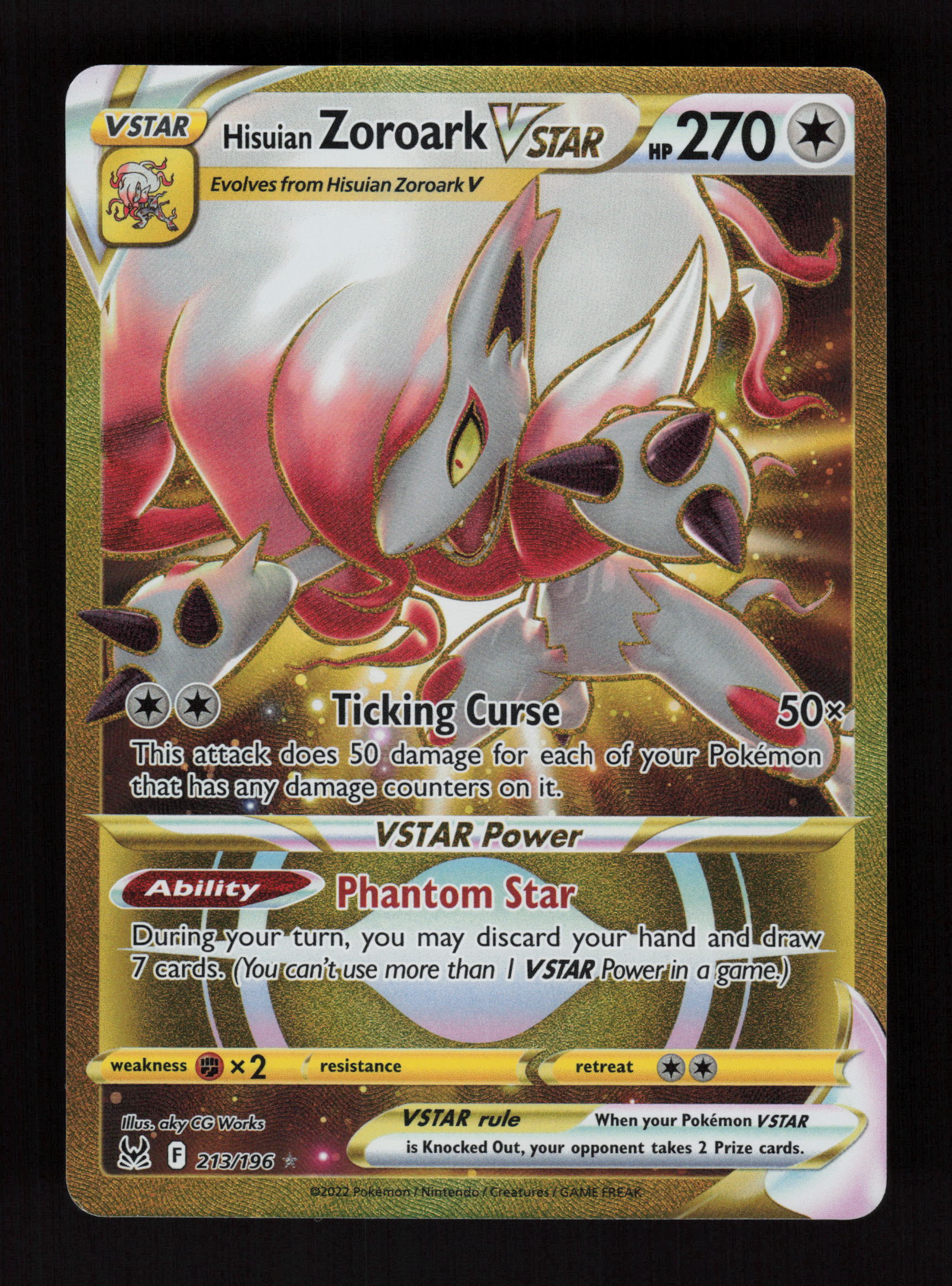 Hisuian Zoroark VSTAR 213/196 - Secret Rare - SWSH11: Lost Origin