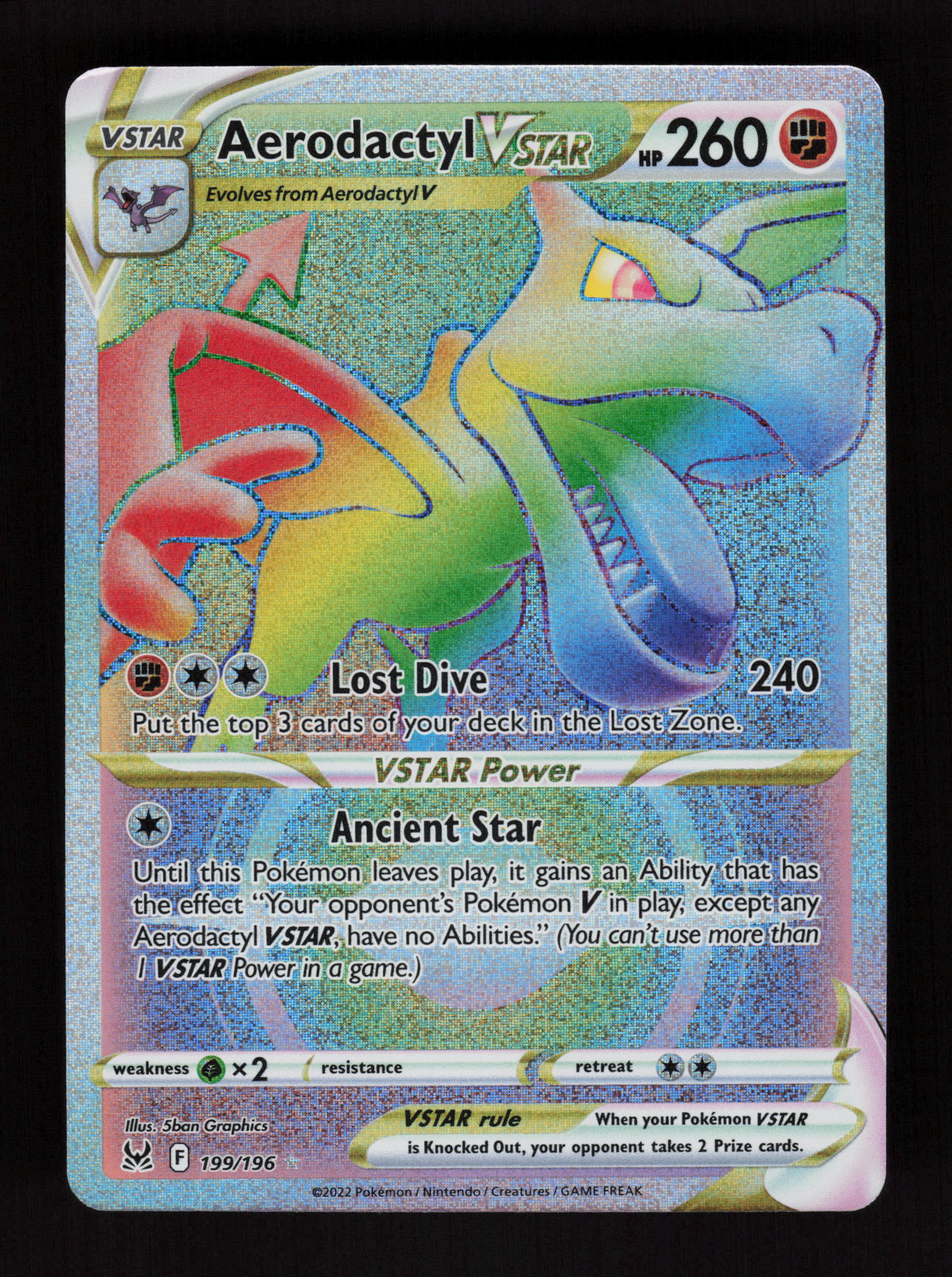Aerodactyl VSTAR (Secret) Secret Rare SWSH11: Lost Origin 199/196 NM