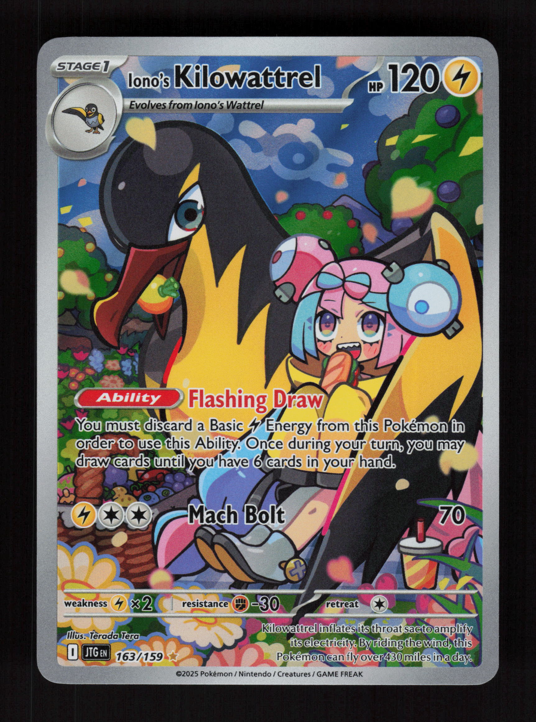 Iono's Kilowattrel 163/159 - Illustration Rare - SV09: Journey Together 