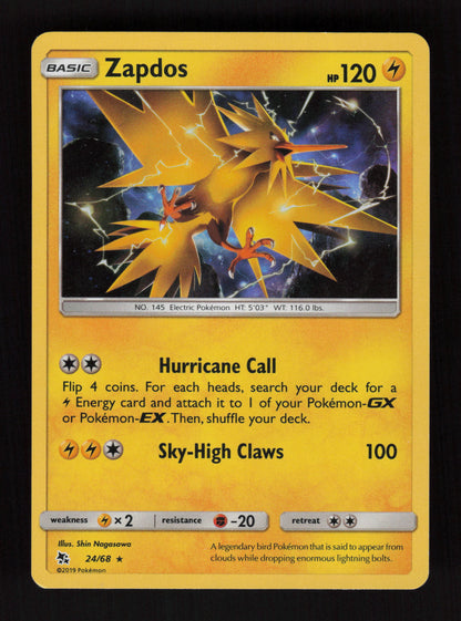 Zapdos 24/68 - Holo Rare - Hidden Fates